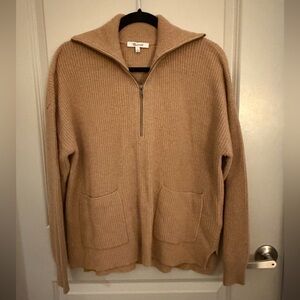 Madewell Tan Zip-Up Sweater | Size Medium